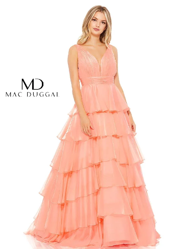 Mac Duggal 67553 Prom Long Sleeveless Tiered Dress