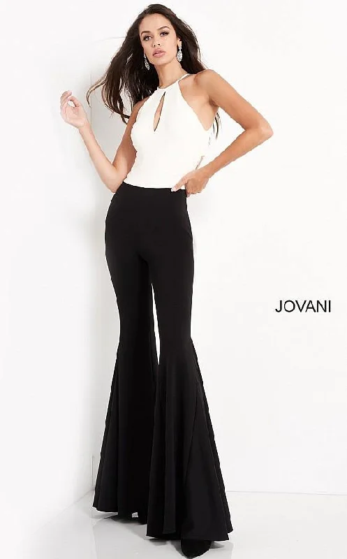 Jovani M02807 Formal Halter Flared Jumpsuit