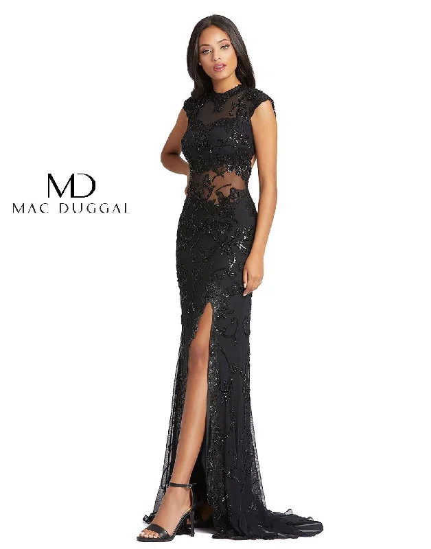 Mac Duggal 1903 Long Formal Cap Sleeve Lace Dress