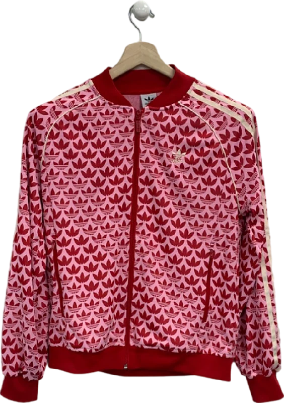 Adidas Red Pink Trefoil Print Track Jacket UK 12-14