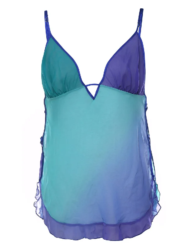 Floaty Blue & Turquoise Y2K Sheer Babydoll - S