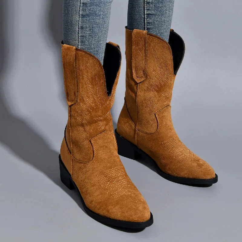 Point Toe Block Heel Boots