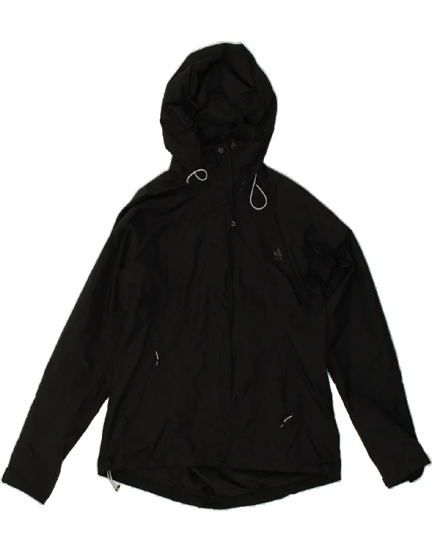 ADIDAS Womens Hooded Rain Jacket UK 16 Large  Black Polyester