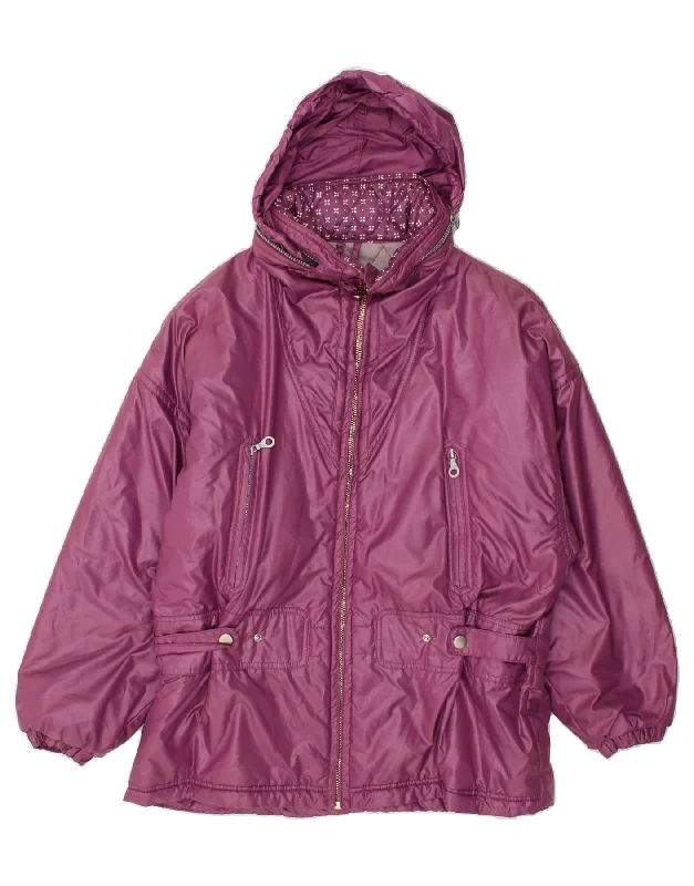 BELFE & BELFE Womens Hooded Rain Jacket IT 46 Large Purple Nylon