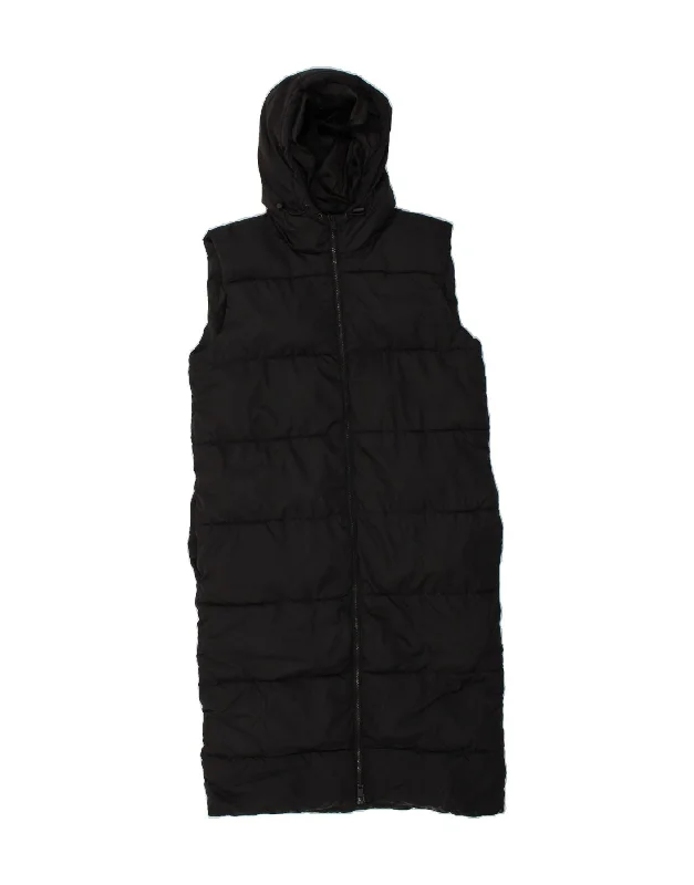 BRAVE SOUL Womens Hooded Sleeveless Padded Coat UK 10 Small Black