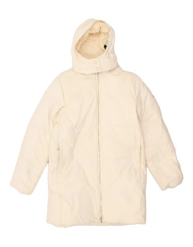 CHAMPION Womens Hooded Padded Coat UK 14 Medium Off White