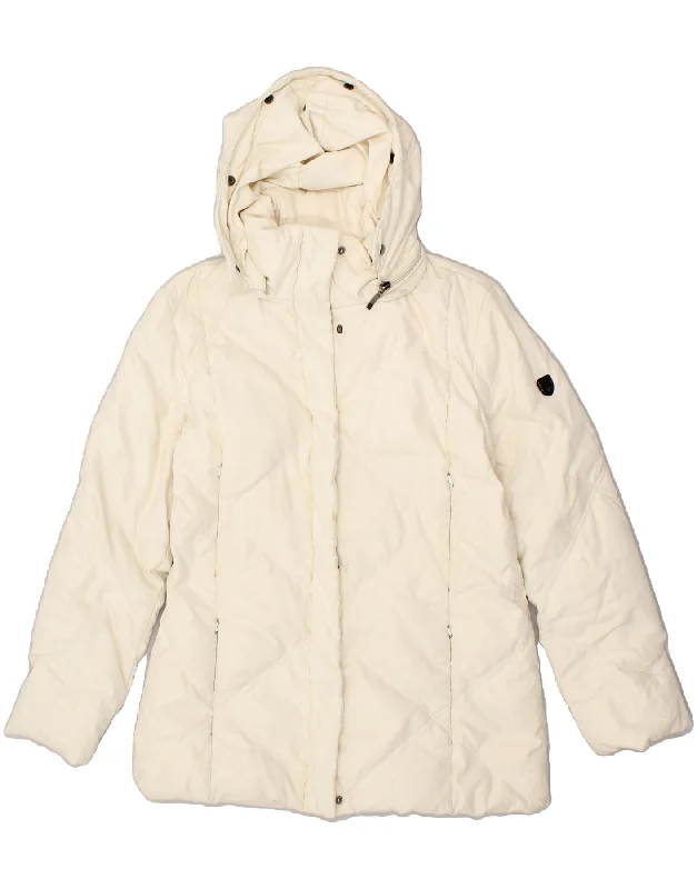 CHATEU BEAU CEDRE Womens Hooded Padded Jacket EU 42 Large Off White