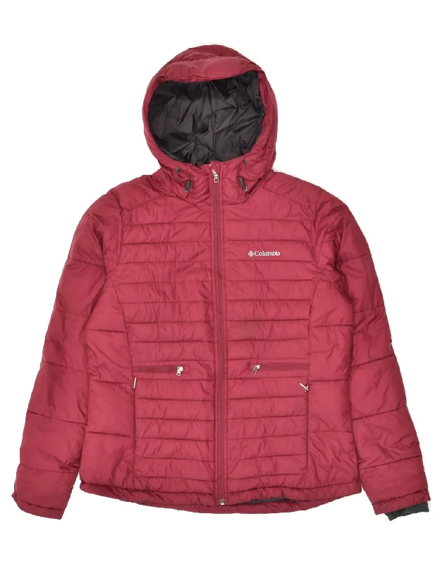 COLUMBIA Womens Hooded Padded Jacket UK 12 Medium Pink Nylon