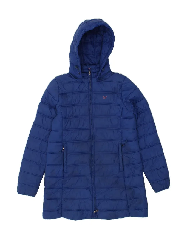 CREW CLOTHING Womens Hooded Padded Jacket UK 16 Large  Blue Nylon