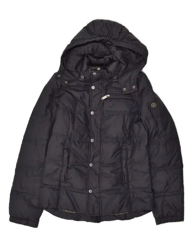 DIESEL Womens Hooded Padded Jacket UK 6 XS Navy Blue Polyamide