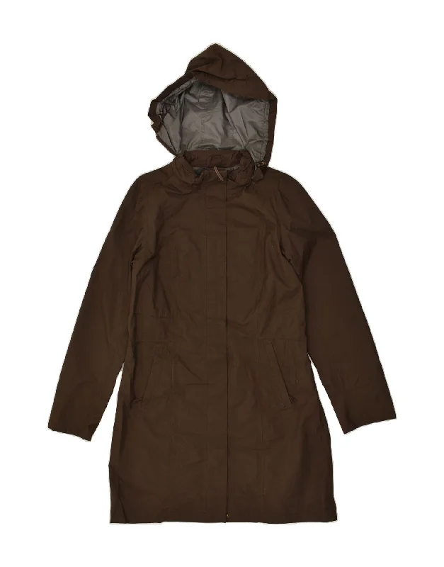 EDDIE BAUER Womens Hooded Raincoat UK 14 Medium Brown Polyester