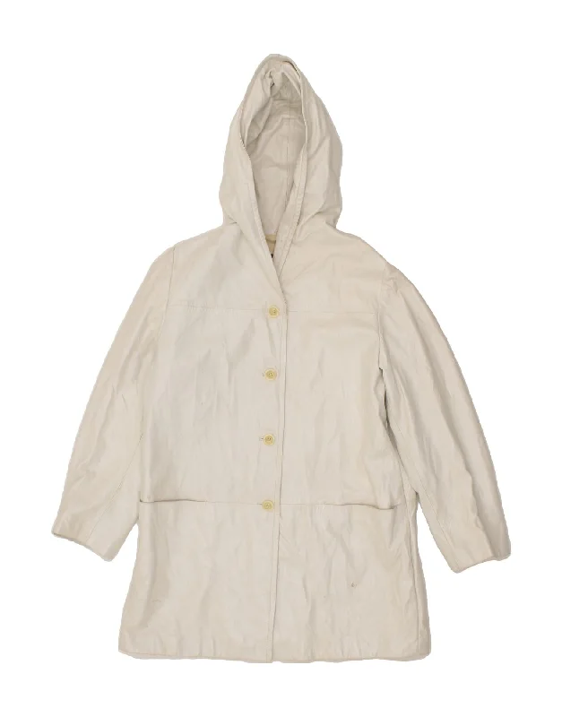 FABRIZIO CORSI Womens Hooded Overcoat UK 16 Large White