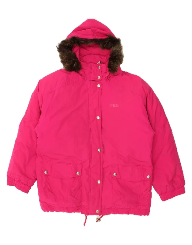 FILA Womens Hooded Windbreaker Jacket IT 48 XL Pink