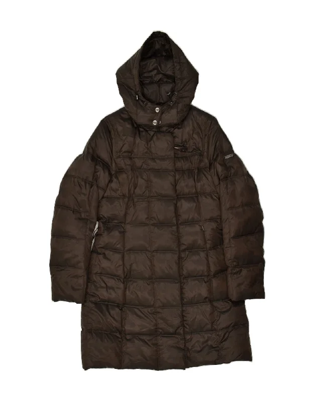 GEOX Womens Hooded Padded Coat UK 8 Small Brown Polyester