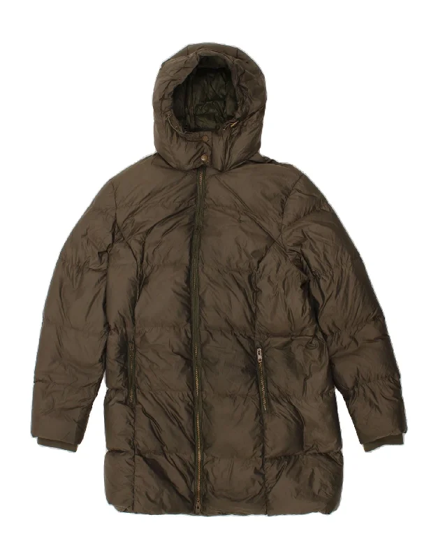 JACK WILLS Womens Hooded Padded Coat UK 14 Large  Brown Polyamide