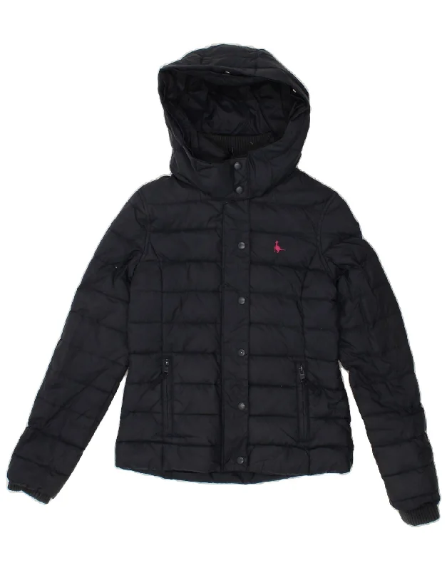 JACK WILLS Womens Hooded Padded Jacket UK 8 Small Navy Blue Polyester