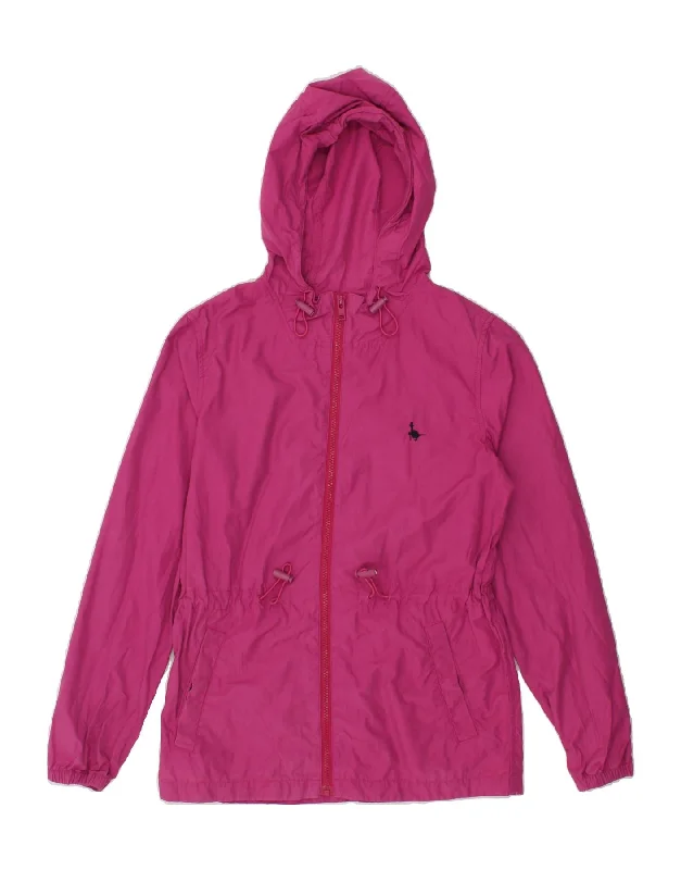 JACK WILLS Womens Hooded Rain Jacket UK 8 Small Pink Cotton