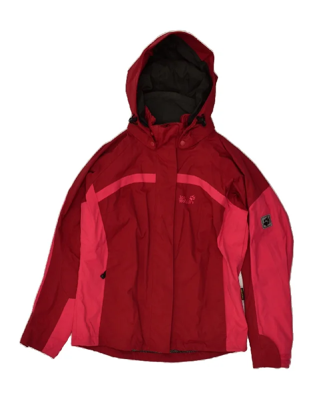 JACK WOLFSKIN Womens Hooded Windbreaker Jacket UK 10 Small  Red