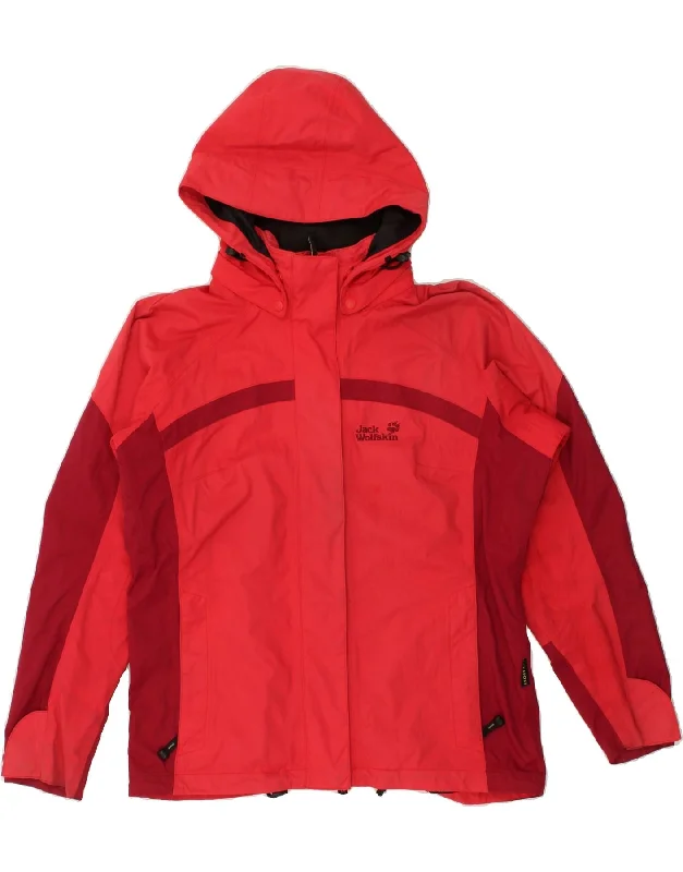 JACK WOLFSKIN Womens Hooded Windbreaker Jacket UK 12/14 Medium Red