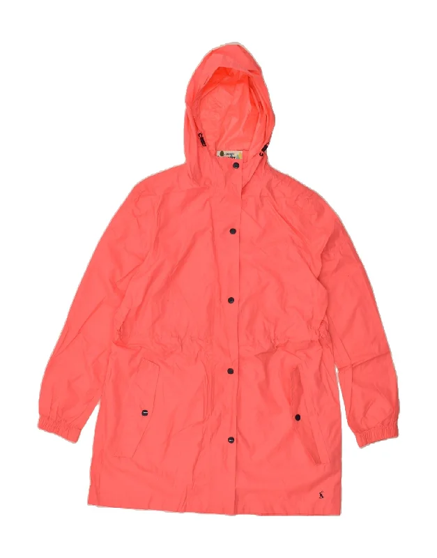 JOULES Womens Hooded Rain Jacket UK 12 Medium Pink Polyester