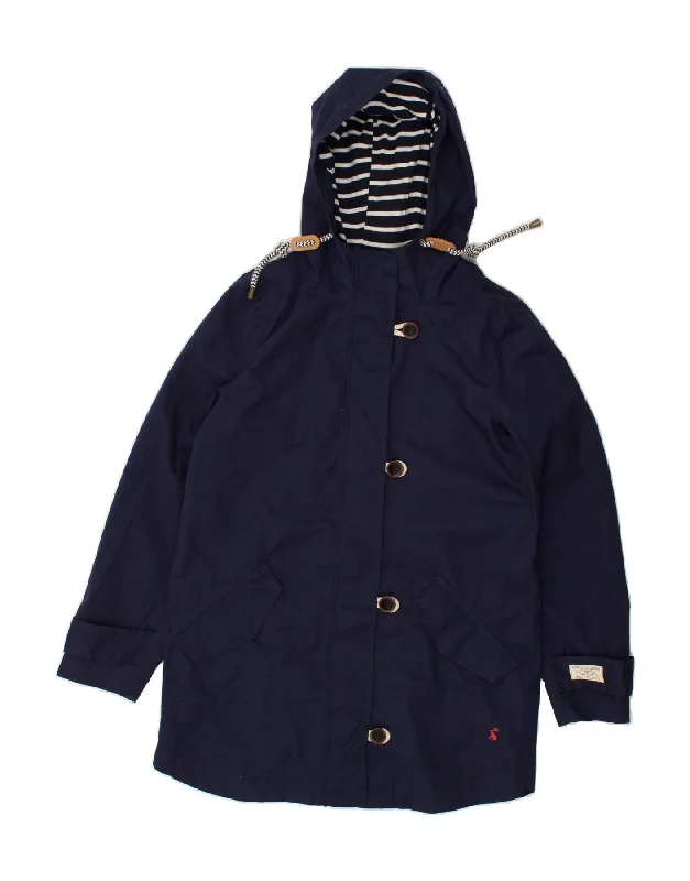 JOULES Womens Hooded Rain Jacket UK 8 Small Navy Blue Polyester