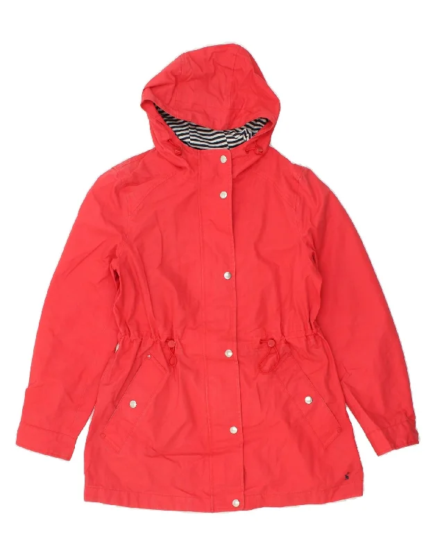 JOULES Womens Hooded Raincoat UK 8 Small Red Cotton