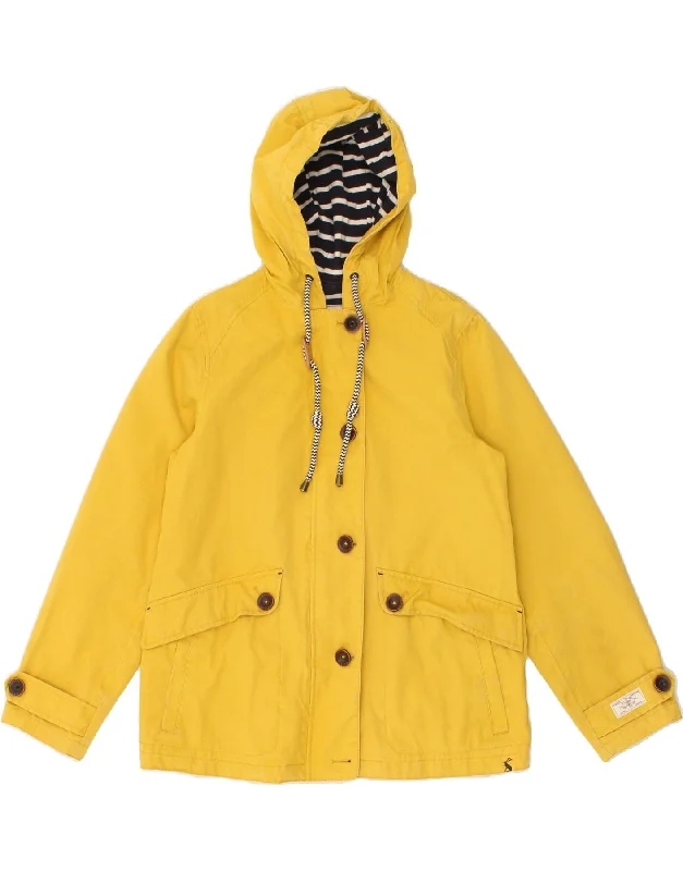 JOULES Womens Hooded Waterproof Jacket UK 10 Small Yellow Polyester