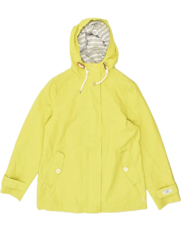 JOULES Womens Hooded Waterproof Jacket UK 12 Medium Yellow Cotton