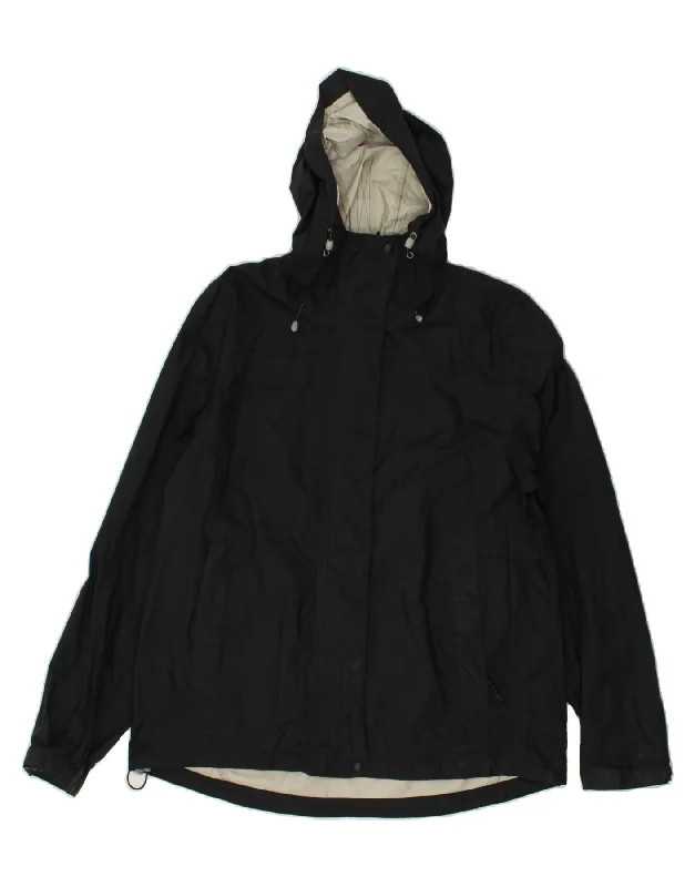 L.L.BEAN Womens Hooded Rain Jacket UK 14 Medium Black Nylon