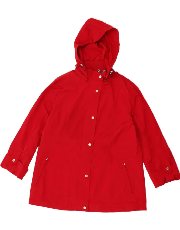 LONDON FOG Womens Hooded Rain Jacket UK 16 Large Red