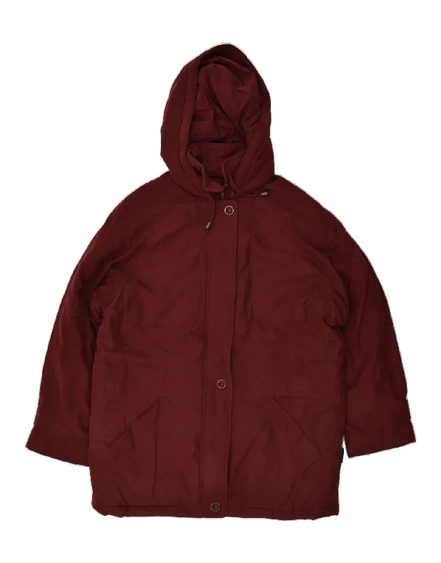 LONDON FOG Womens Hooded Windbreaker Jacket UK 14 Medium Burgundy