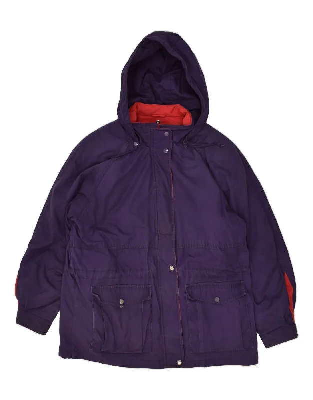 LONDON FOG Womens Hooded Windbreaker Jacket UK 16 Large Purple Cotton