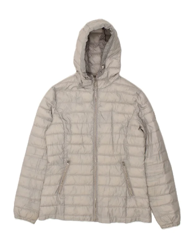 LOTTO Womens Hooded Padded Jacket UK 10 Small Grey Polyester