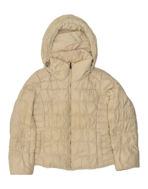 MAX MARA Womens Loose Fit Hooded Padded Jacket UK 6 XS Beige Polyamide