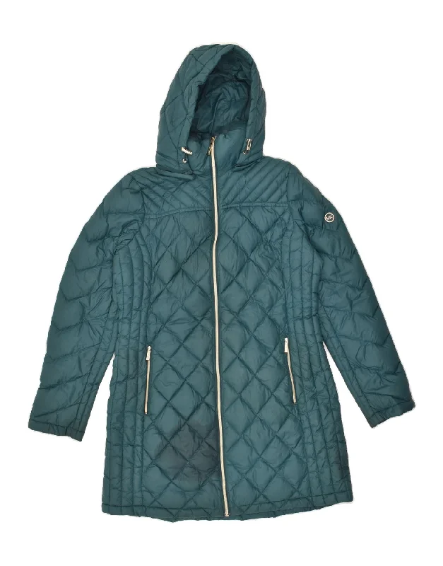 MICHAEL KORS Womens Hooded Padded Coat UK 12 Medium Green Polyester