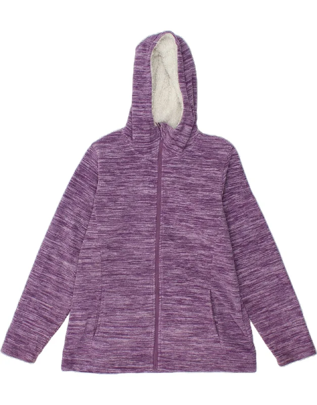 MOUNTAIN WAREHOUSE Womens Hooded Fleece Jacket UK 16 Large Purple Flecked