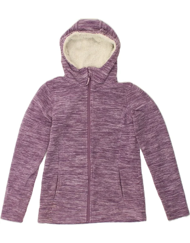 MOUNTAIN WAREHOUSE Womens Hooded Fleece Jacket UK 8 Small Purple Flecked