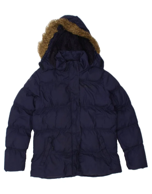 MOUNTAIN WAREHOUSE Womens Hooded Padded Jacket UK 12 Medium  Navy Blue