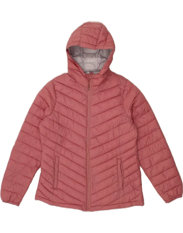 MOUNTAIN WAREHOUSE Womens Hooded Padded Jacket UK 14 Medium Pink Polyamide