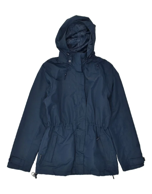 MOUNTAIN WAREHOUSE Womens Hooded Rain Jacket UK 12 Medium Navy Blue