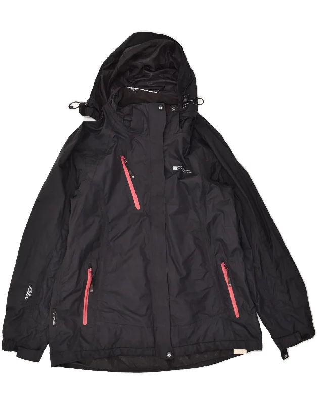 MOUNTAIN WAREHOUSE Womens Hooded Rain Jacket UK 14 Large  Black