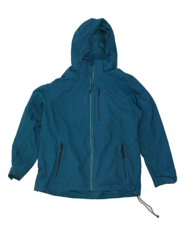 MOUNTAIN WAREHOUSE Womens Hooded Rain Jacket UK 18 XL Blue Nylon