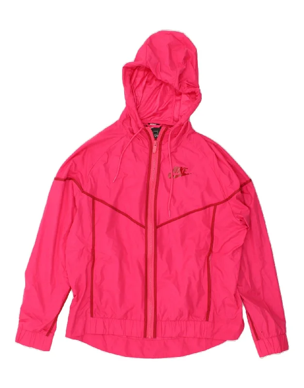 NIKE Womens Hooded Rain Jacket UK 16 Large Pink Polyester