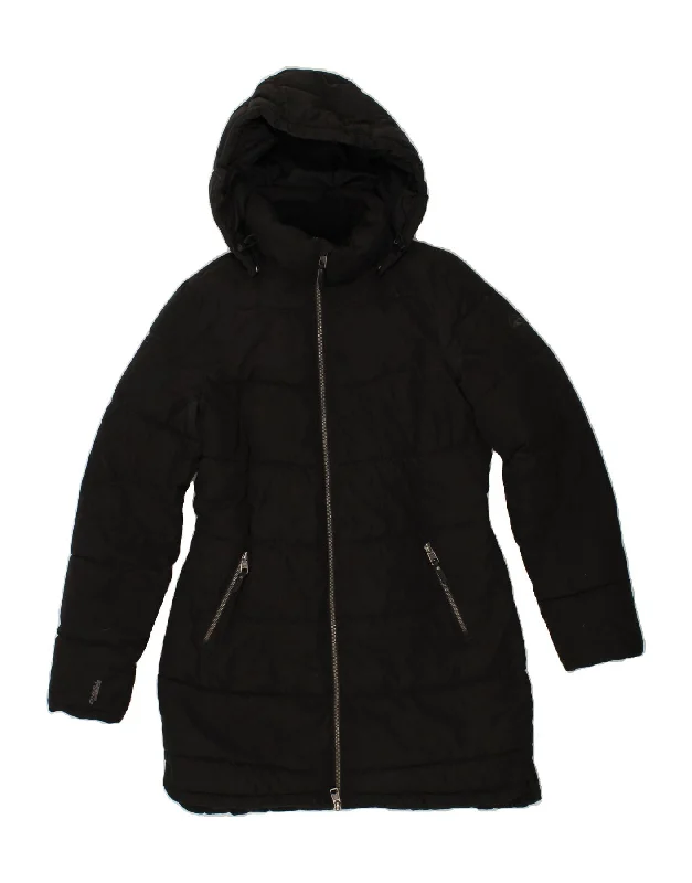 O'NEILL Womens Hooded Padded Coat UK 14 Medium Black Polyester