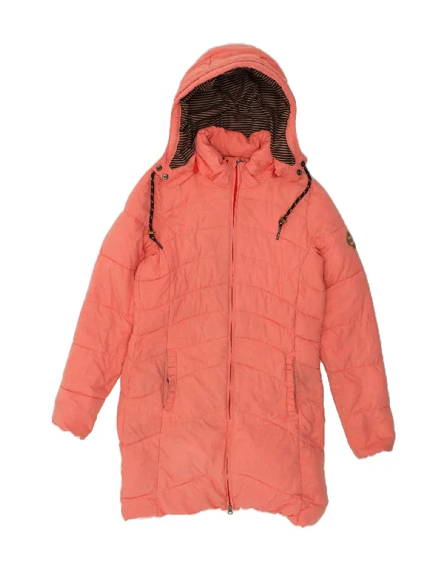 O'NEILL Womens Hooded Padded Coat UK 14 Medium Pink Polyester