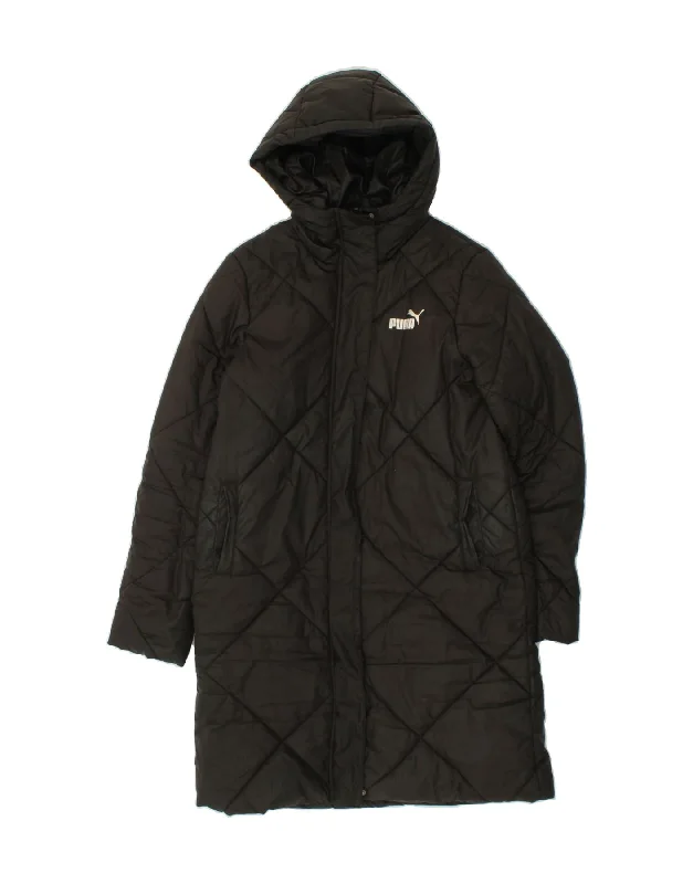 PUMA Womens Hooded Padded Coat UK 10 Small Black Polyester