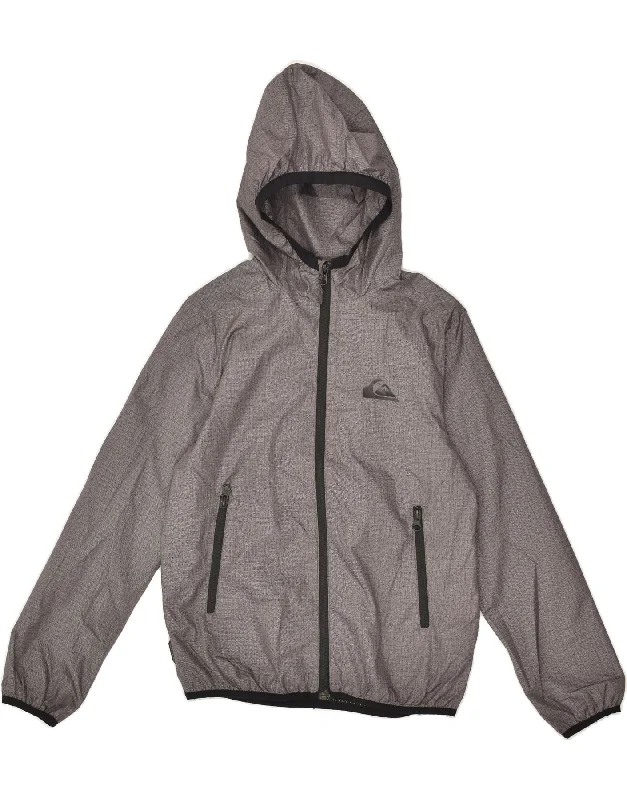 QUIKSILVER Womens Hooded Rain Jacket UK 10 Small Grey Polyester