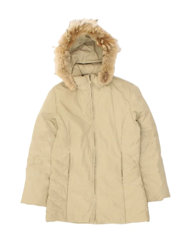 SERGIO TACCHINI Womens Hooded Padded Jacket UK 12 Medium Beige