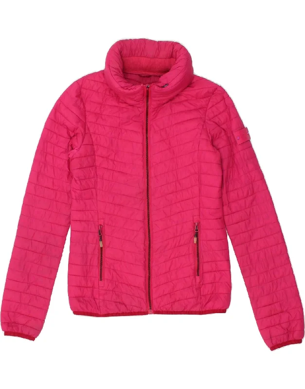 SUPERDRY Womens Hooded Padded Jacket UK 10 Small Pink Polyester