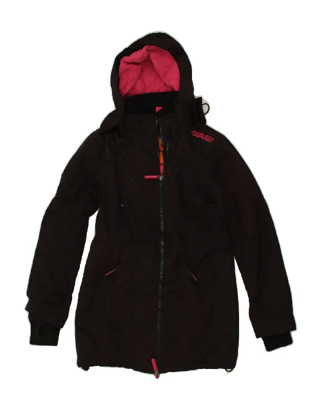 SUPERDRY Womens The Windcheater Hooded Windbreaker Jacket UK 6 XS Black